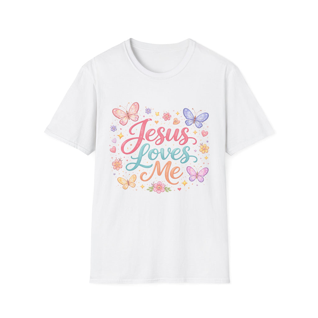 Jesus Loves Me T-Shirt — Pastel Butterfly Christian Tee