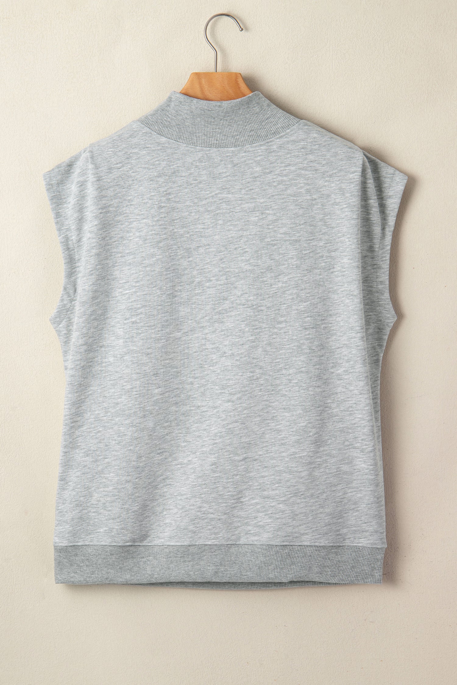 Pink Solid Color High Neck Cap Sleeve Loose Top