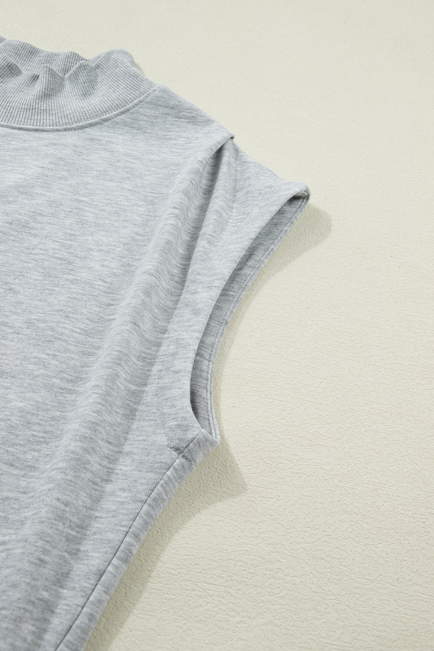Pink Solid Color High Neck Cap Sleeve Loose Top