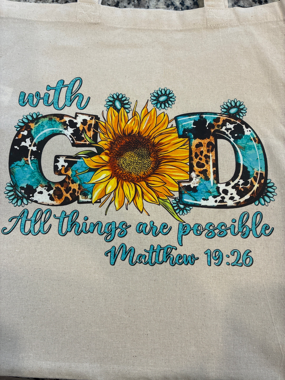 With God Sunflower Tote Bag