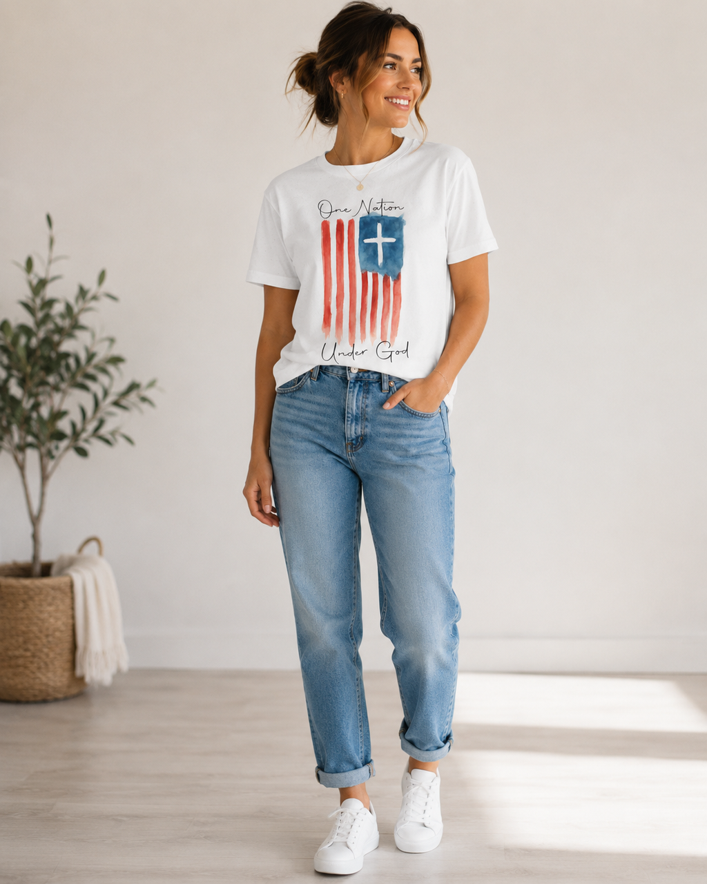 One Nation Under God Flag T-Shirt — Christian American Patriotic Tee