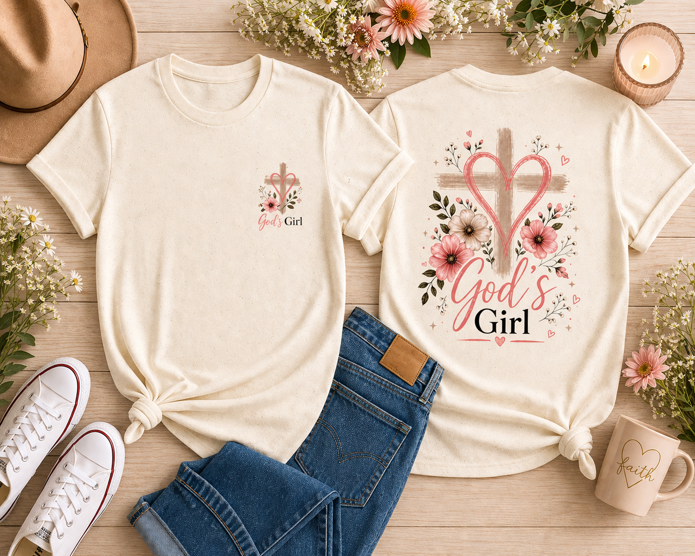 God's Girl Floral Cross T-Shirt