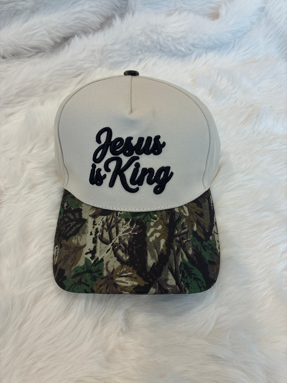 Camo Jesus is King Two Tone Hat