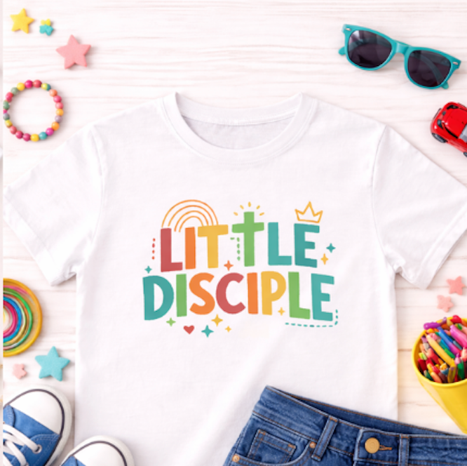 Kids Tee - "Little Disciple" Colorful Christian Faith Shirt for Toddlers & Children
