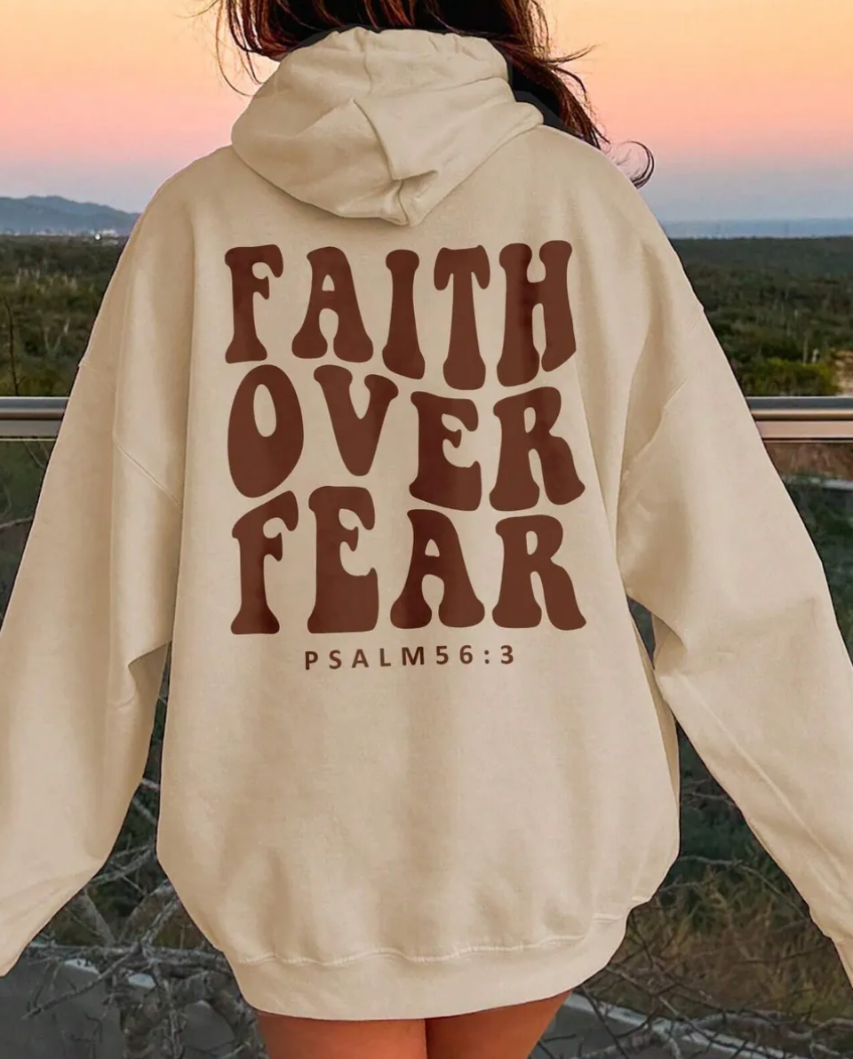FAITH OVER FEAR Dropped Shoulder Hoodie