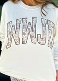 White WWJD Camo Letter Printed Long Sleeve Top