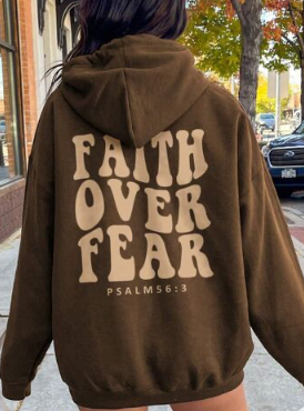 FAITH OVER FEAR Dropped Shoulder Hoodie