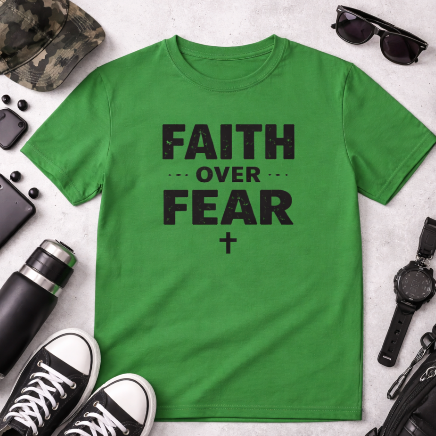 Kids "Faith Over Fear" Tee - Christian Inspirational Youth Shirt