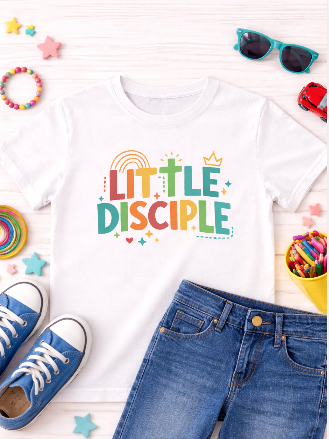 Kids Tee - "Little Disciple" Colorful Christian Faith Shirt for Toddlers & Children