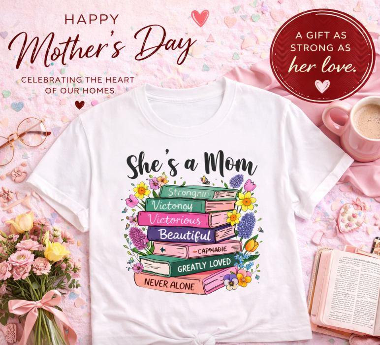 She’s a Mom Floral Stack T-Shirt — "Strong, Beautiful, Never Alone" Gift Tee