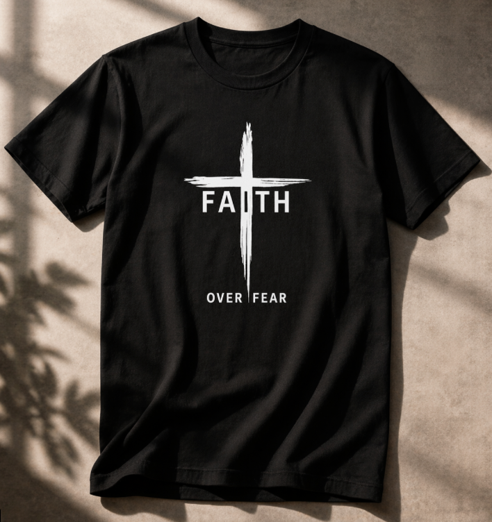 Faith Over Fear Cross T-Shirt — Christian Inspirational Tee