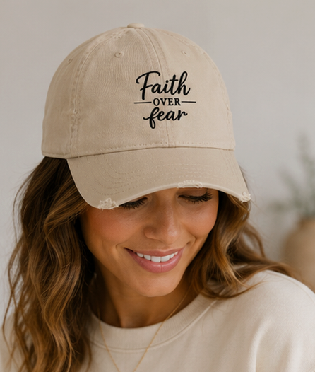 Faith Over Fear Distressed Dad Hat