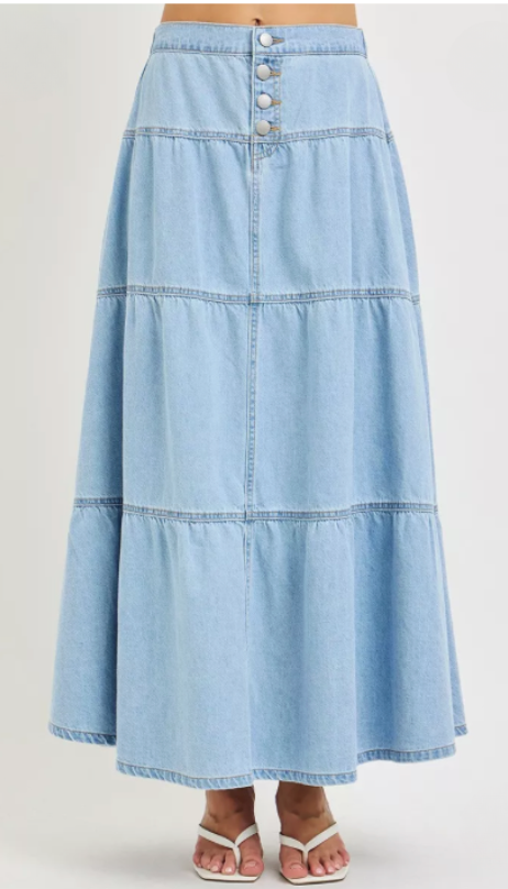 RISEN High Rise Ruffle Long Skirts
