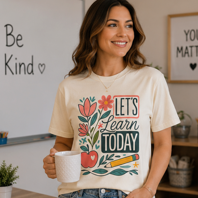 Let’s Learn Today Tee — Floral Teacher Back to School Shirt