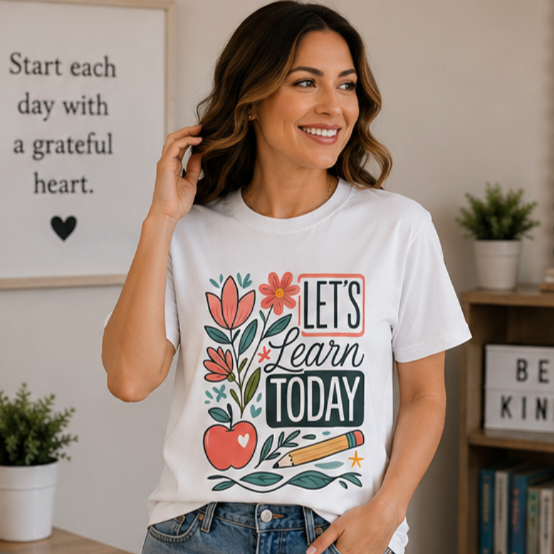 Let’s Learn Today Tee — Floral Teacher Back to School Shirt