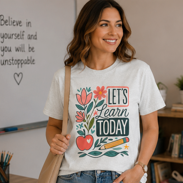 Let’s Learn Today Tee — Floral Teacher Back to School Shirt