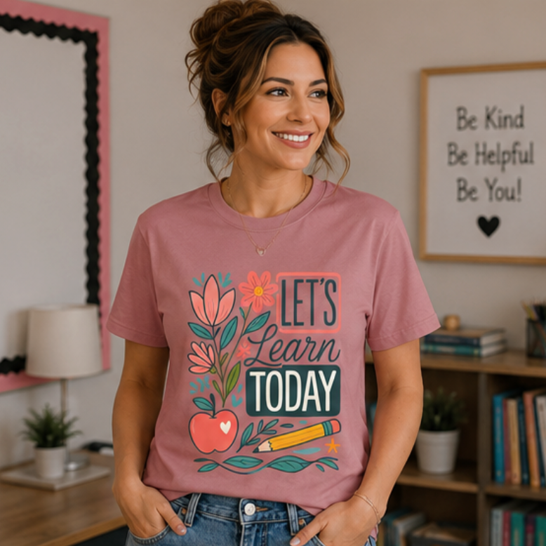 Let’s Learn Today Tee — Floral Teacher Back to School Shirt
