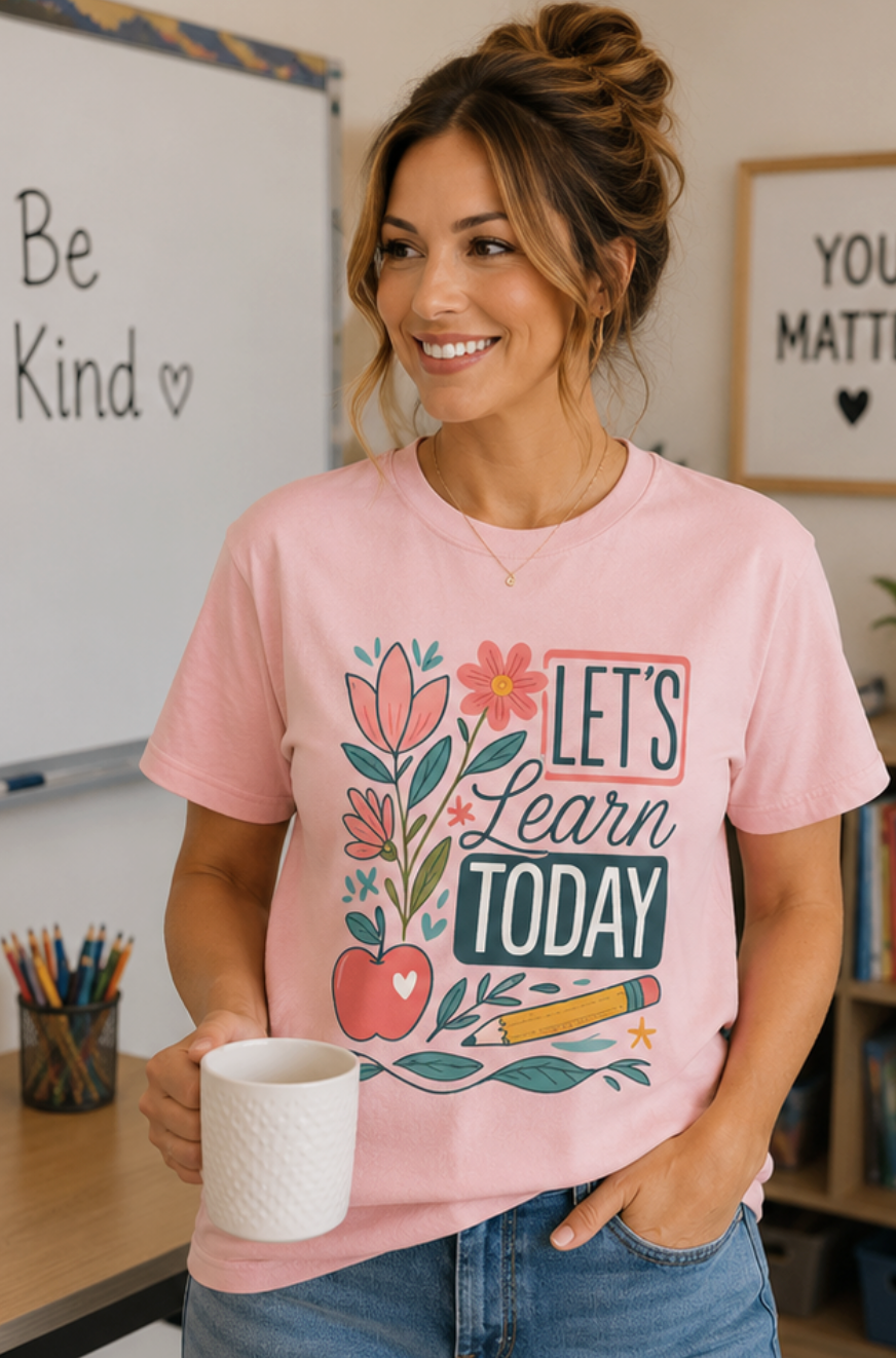 Let’s Learn Today Tee — Floral Teacher Back to School Shirt