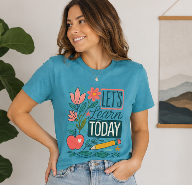 Let’s Learn Today Tee — Floral Teacher Back to School Shirt