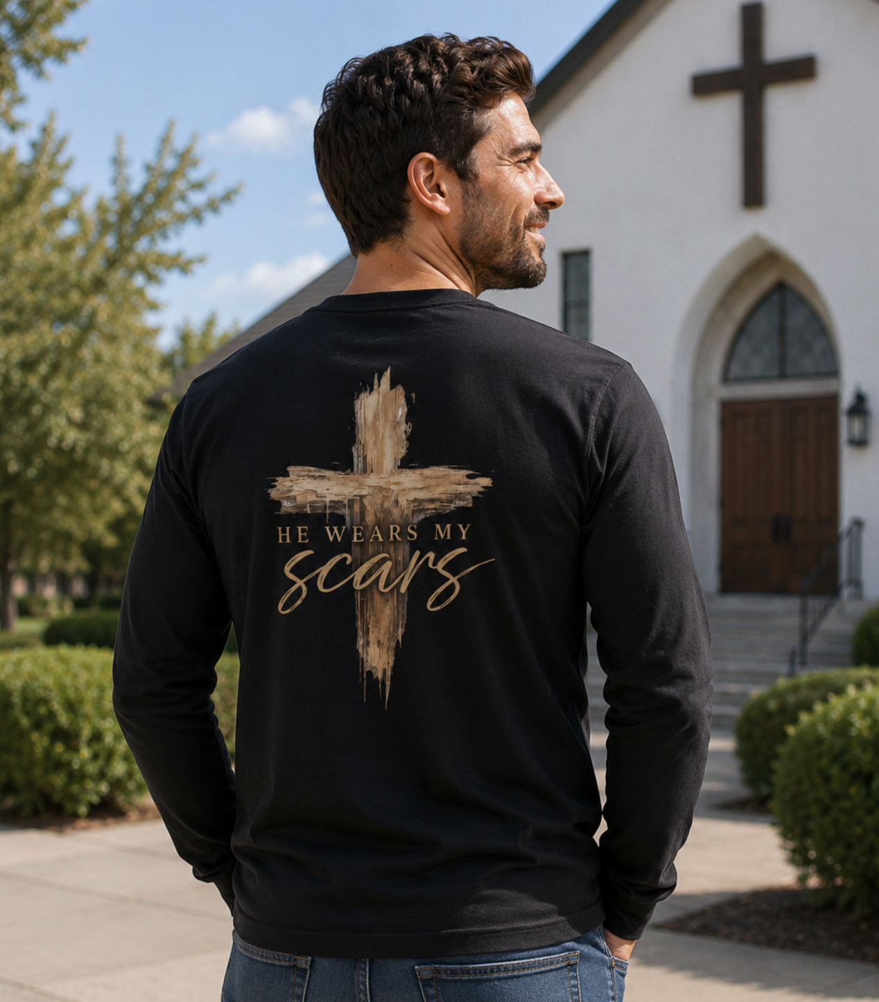 He Wears My Scars Long Sleeve Tee