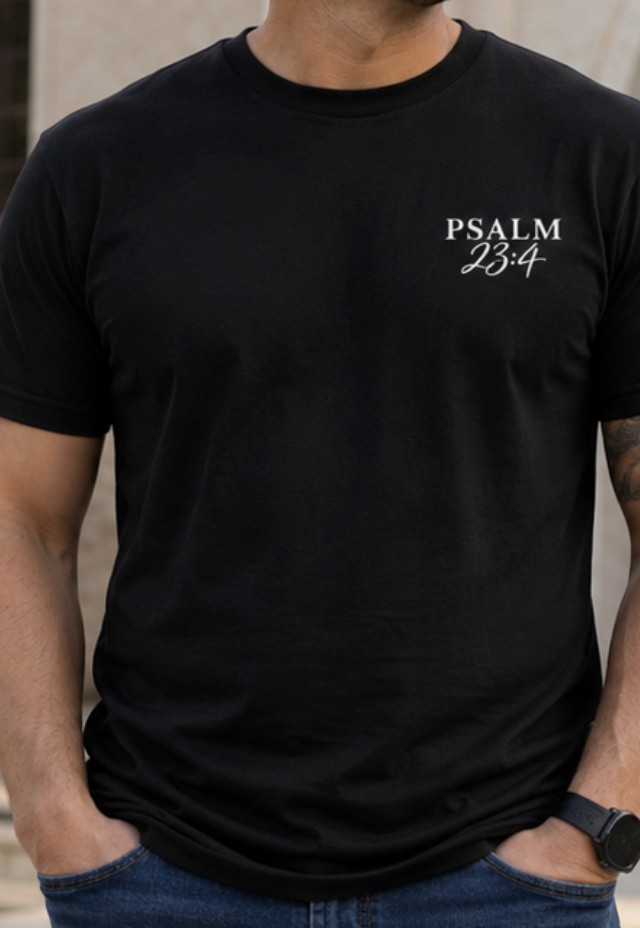 Psalm 23:4 Minimalist Christian T-Shirt — Faith Comfort Tee