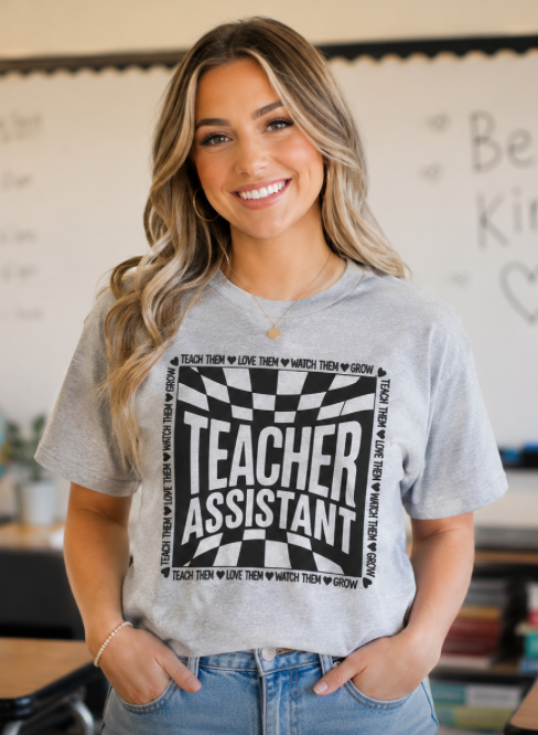 Teacher Assistant Retro Checkerboard Tee — Teacher Assistant Appreciation Shirt